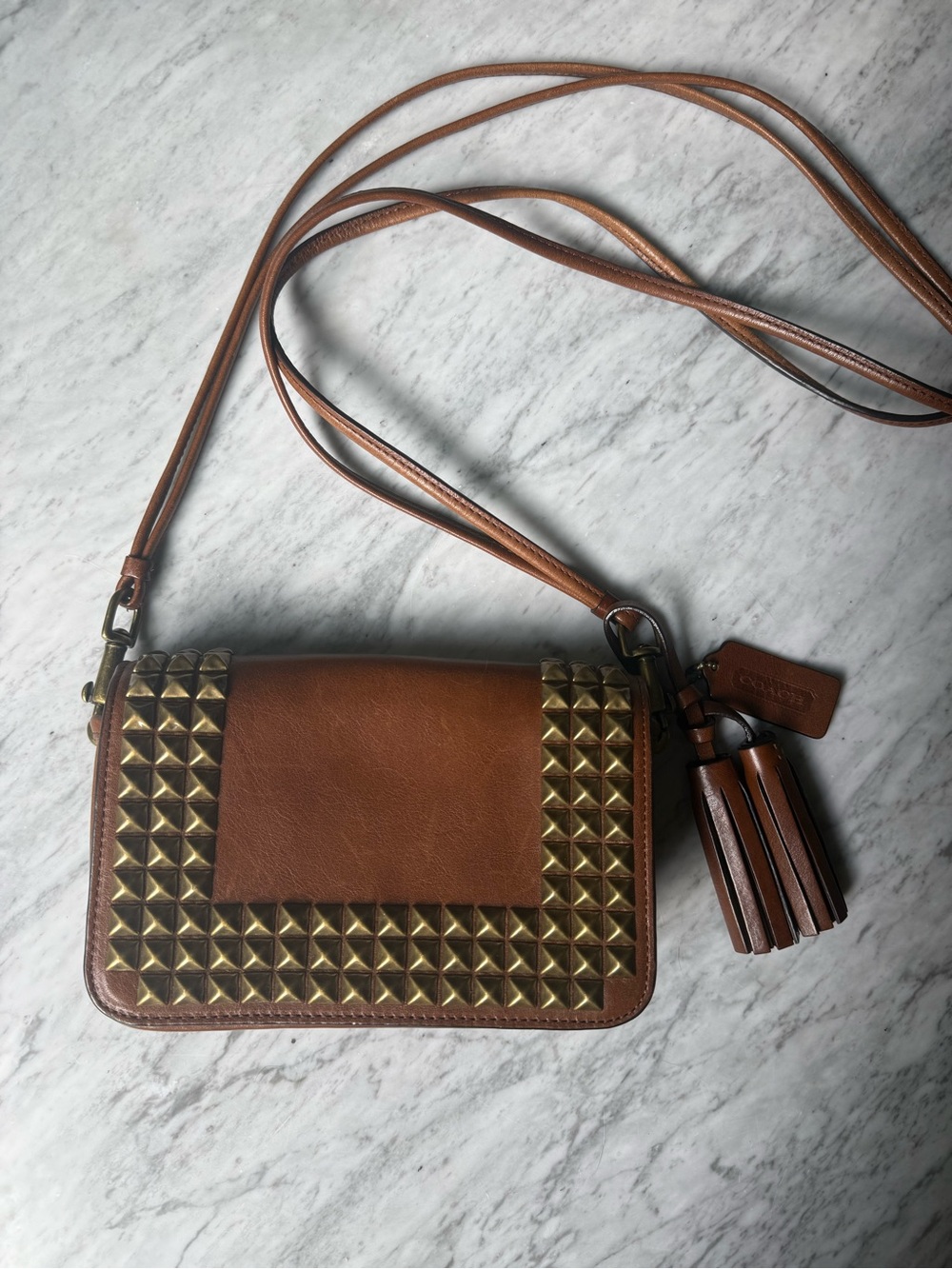 COACH Legacy Studded Leather Crossbody/Clutch Bag